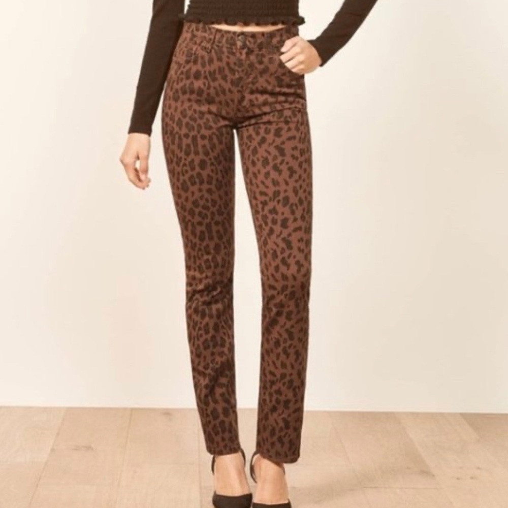 Size 24 Reformation cheetah print denim